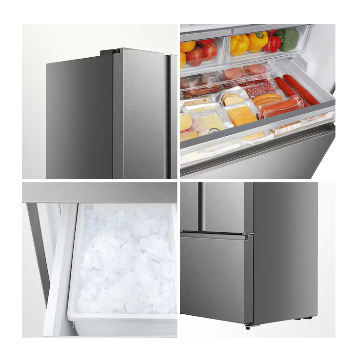 Hisense PureFlat Standard-Depth 26.6-cu ft 3 -Door 36-in Wide French Door Refrigerator with Ice Maker with Water Dispenser ( Fingerprint resistant stainless steel ) ENERGY STAR Certified