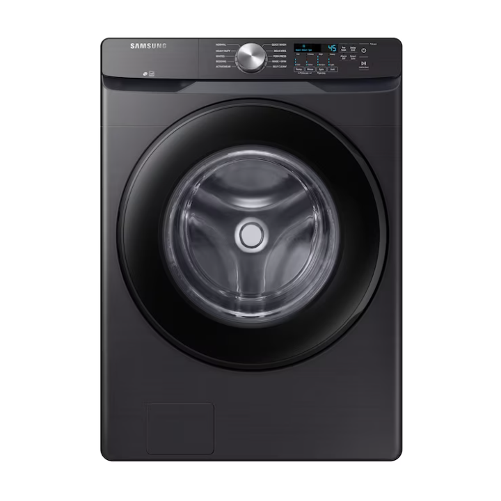 Samsung 4.5 cu. ft. High-Efficiency Washer with Self-Clean+ and 7.5 cu. ft. Gas Dryer with Sensor Dry, Brushed Black Set