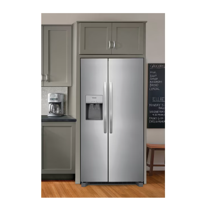 Frigidaire 25.6-cu ft Standard-Depth 36-in Wide Side-by-Side Refrigerator with Ice Maker ,Water and Ice Dispenser ( Fingerprint Resistant Stainless Steel ) ENERGY STAR Certified