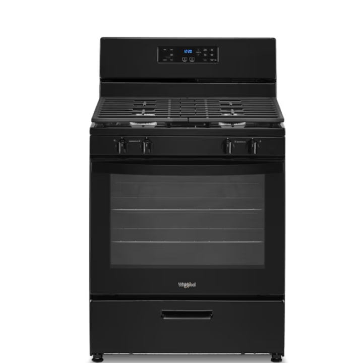 Whirlpool 30-in 4 burners 5.1-cu ft Freestanding Natural Gas Range ( Black )