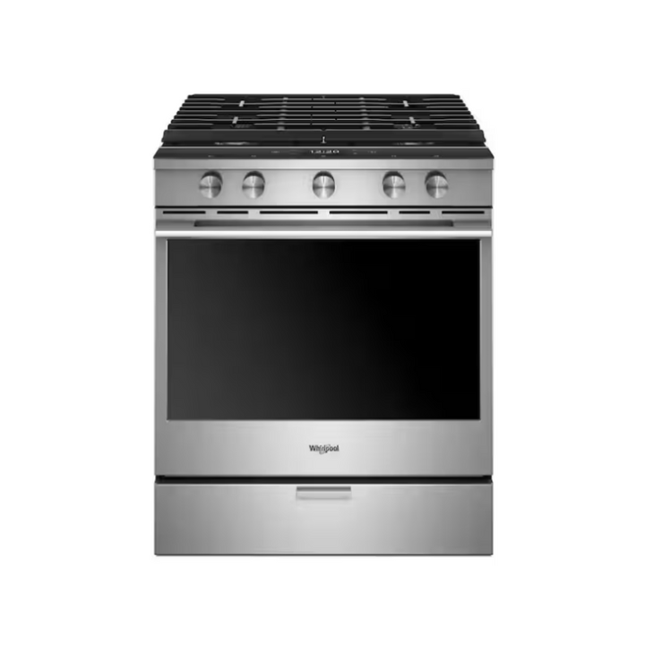 Whirlpool 5.8 cu. ft. Smart Contemporary Handle Slide-in Gas Range with Air Fry With Connection in Stainless Steel