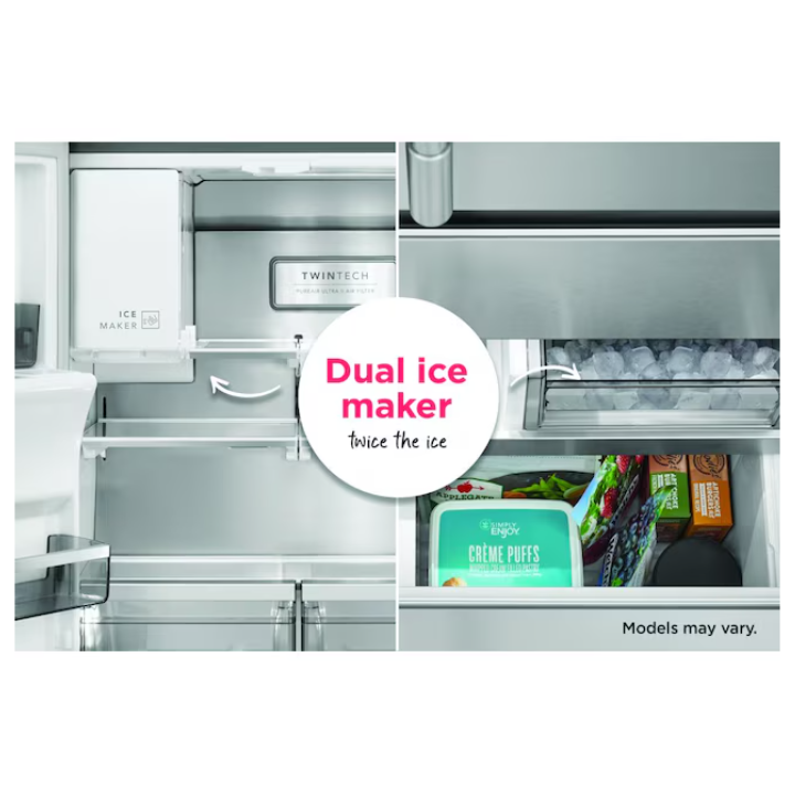 Frigidaire Gallery Standard-Depth 27.8-cu ft 3 -Door 36-in Wide French Door Refrigerator with Dual Ice Maker with Water and Ice Dispenser (Fingerprint Resistant Stainless Steel) ENERGY STAR Certified