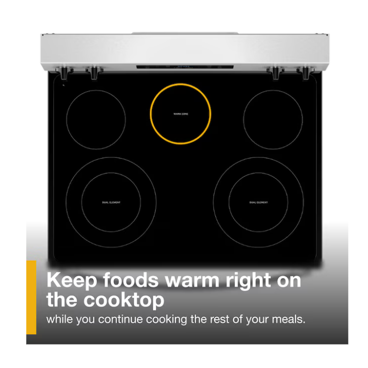 Whirlpool 30-in Glass Top 5 burners 5.3-cu ft Freestanding Electric Range ( Fingerprint Resistant Stainless Steel )