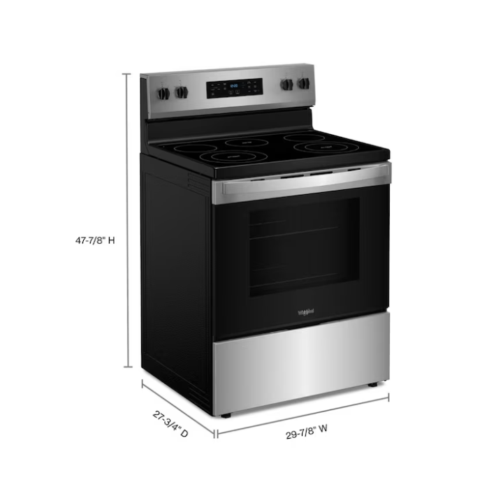 Whirlpool 30-in Glass Top 5 burners 5.3-cu ft Freestanding Electric Range ( Fingerprint Resistant Stainless Steel )