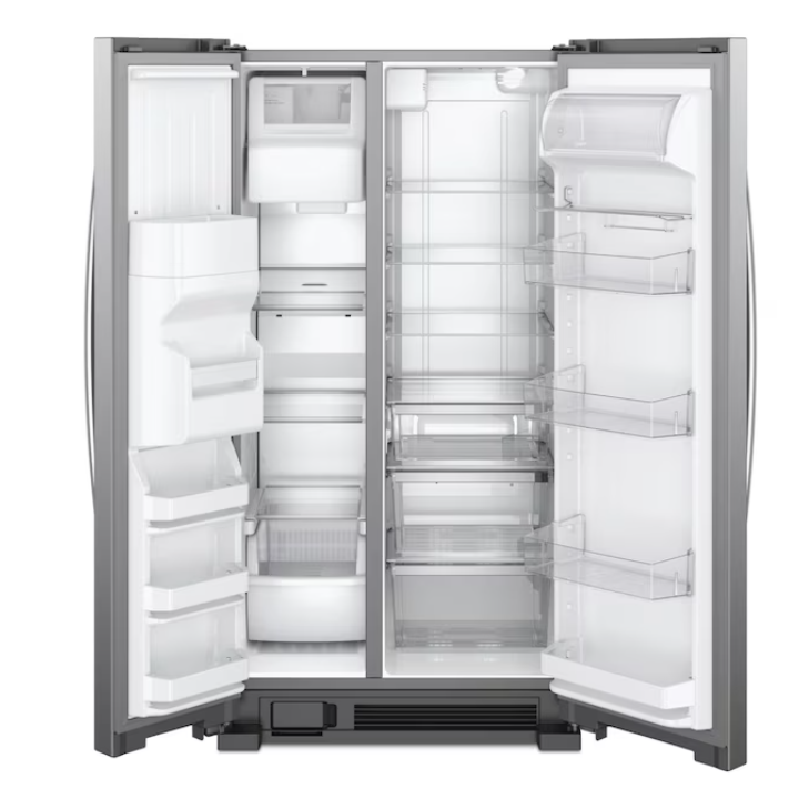 Whirlpool 24.5-cu ft Standard-Depth 36-in Wide Side-by-Side Refrigerator with Ice Maker ,Water and Ice Dispenser ( Fingerprint Resistant Stainless Finish )