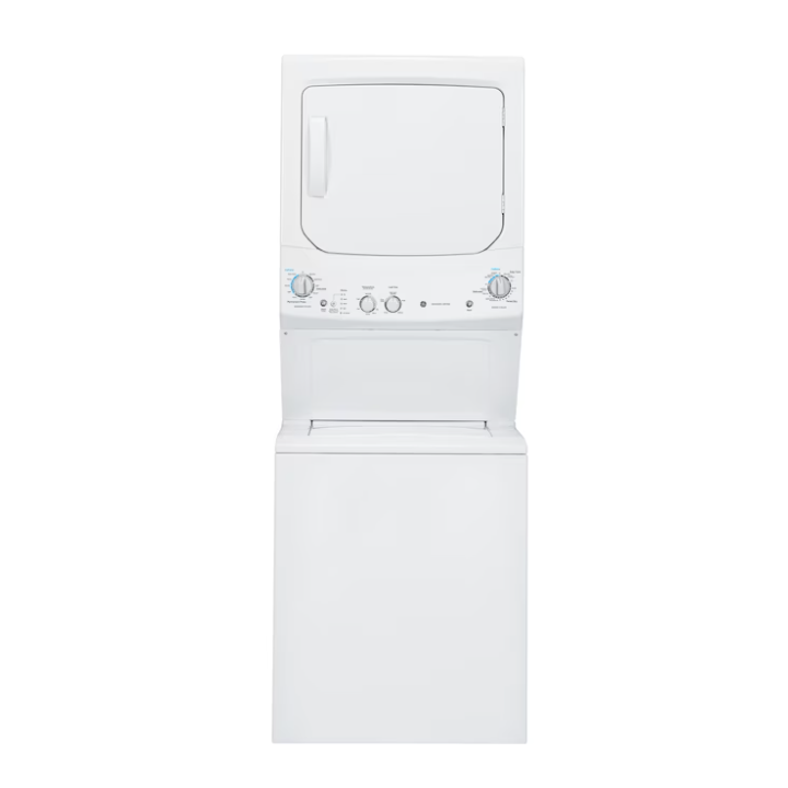 GE Stacked Laundry Center with 3.8-cu ft Top load Washer and Electric 5.9-cu ft Dryer