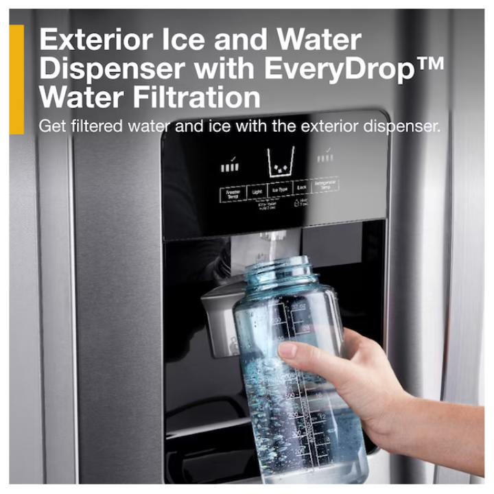 Whirlpool 24.5-cu ft Standard-Depth 36-in Wide Side-by-Side Refrigerator with Ice Maker ,Water and Ice Dispenser ( Fingerprint Resistant Stainless Finish )