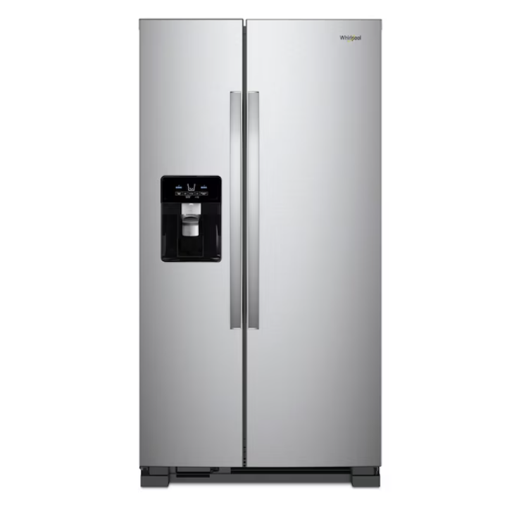 Whirlpool 24.5-cu ft Standard-Depth 36-in Wide Side-by-Side Refrigerator with Ice Maker ,Water and Ice Dispenser ( Fingerprint Resistant Stainless Finish )