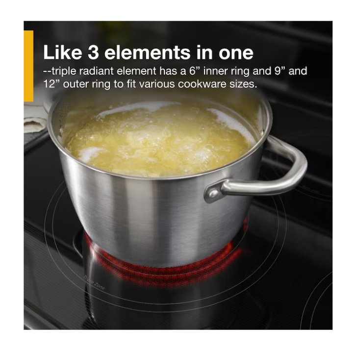 Whirlpool 30-in Glass Top 5 burners 4.2-cu ft / 2.5-cu ft Convection Oven Freestanding Double Oven Electric Range ( Stainless steel )