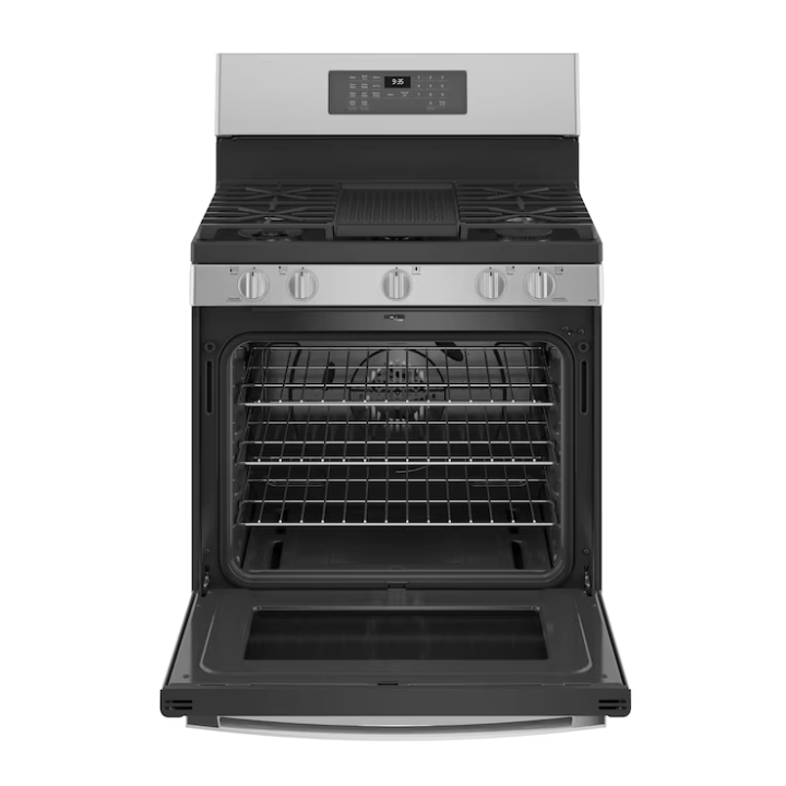 GE Profile 30-in 5 burners 5.6-cu ft Air Fry Convection Oven Freestanding Natural Gas Range ( Fingerprint Resistant Stainless Steel )