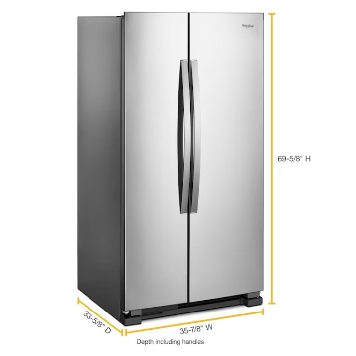 Whirlpool 25.1-cu ft Standard-Depth 36-in Wide Side-by-Side Refrigerator ( Stainless Steel )