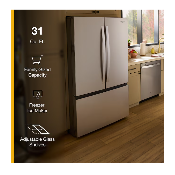 Whirlpool Standard-Depth 31-cu ft French Door Refrigerator with Ice Maker ( Fingerprint Resistant Stainless Finish ) ENERGY STAR Certified