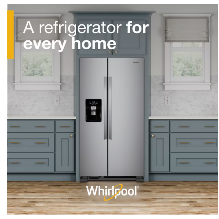 Whirlpool 24.5-cu ft Standard-Depth 36-in Wide Side-by-Side Refrigerator with Ice Maker ,Water and Ice Dispenser ( Fingerprint Resistant Stainless Finish )