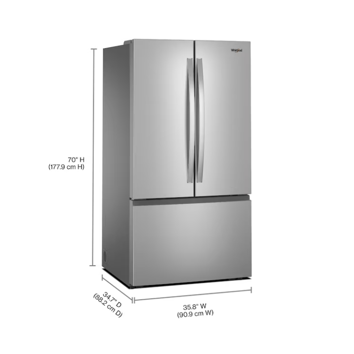 Whirlpool Standard-Depth 31-cu ft French Door Refrigerator with Ice Maker ( Fingerprint Resistant Stainless Finish ) ENERGY STAR Certified