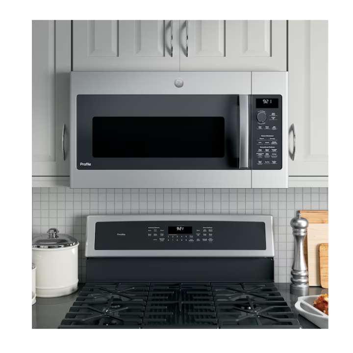 GE Profile 2.1-cu ft Over-the-Range Microwave with Sensor Cooking ( Stainless steel )