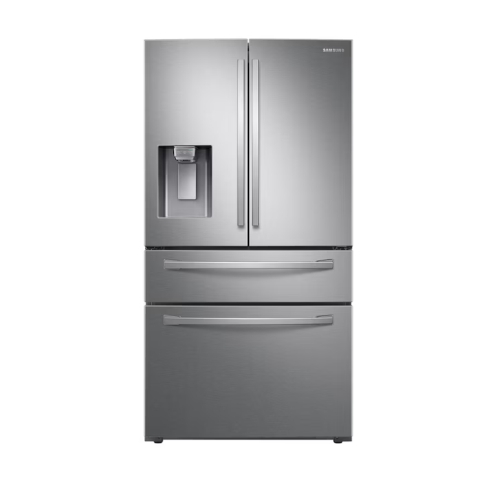 Samsung Standard-Depth with FlexZone Drawer 28-cu ft 4 -Door 36-in Wide Smart Compatible French Door Refrigerator with Ice Maker with Water and Ice Dispenser ( Fingerprint Resistant Stainless Steel )