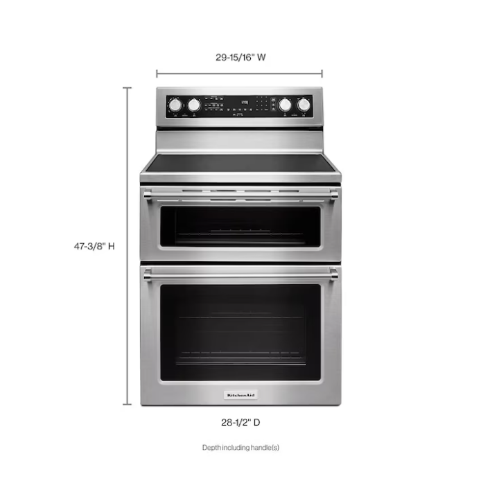 6.7 cu. ft. 5 Burner Element Double Oven Electric Range with Self-Cleaning Convection Oven in Stainless Steel