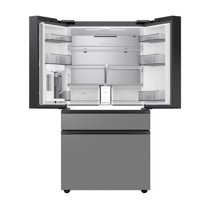 Samsung Bespoke Standard-Depth Inner Beverage Center 29-cu ft 4 -Door 36-in Wide Smart Compatible French Door Refrigerator with Ice Maker with Water Dispenser ( Fingerprint Resistant Stainless Steel ) ENERGY STAR Certified