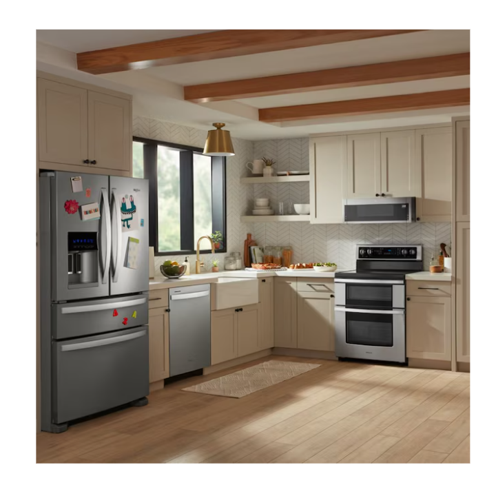 Whirlpool 30-in Glass Top 5 burners 4.2-cu ft / 2.5-cu ft Convection Oven Freestanding Double Oven Electric Range ( Stainless steel )