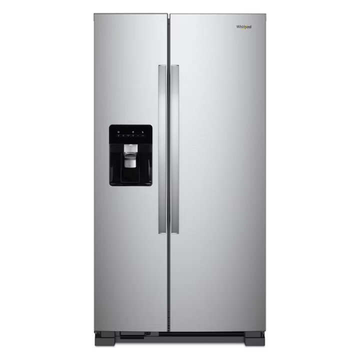 Whirlpool 24.6-cu ft Standard-Depth 36-in Wide Side-by-Side Refrigerator with Ice Maker ,Water and Ice Dispenser ( Fingerprint Resistant Stainless Finish )