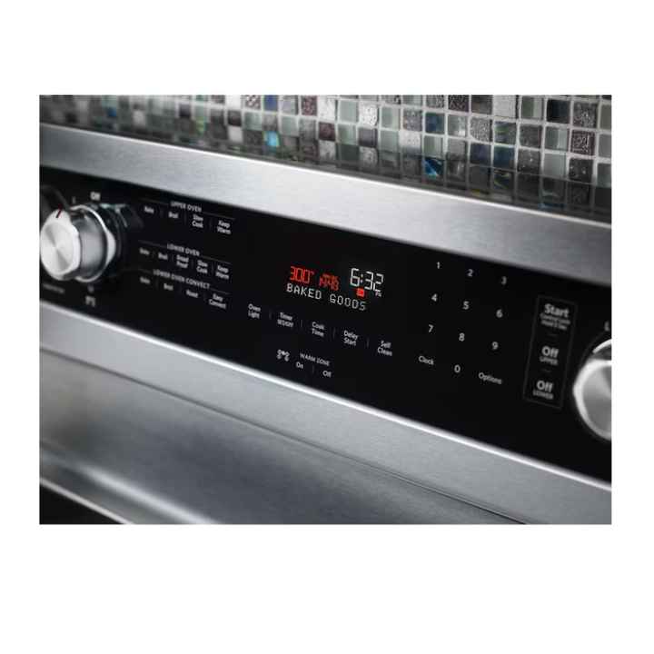 6.7 cu. ft. 5 Burner Element Double Oven Electric Range with Self-Cleaning Convection Oven in Stainless Steel