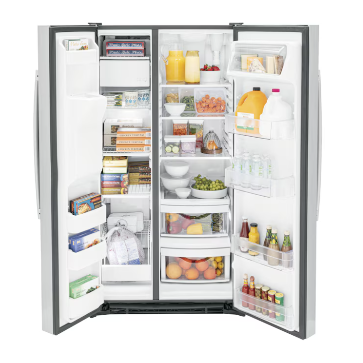 GE 25.3 cu. ft. Side by Side Refrigerator in Fingerprint Resistant Stainless Steel, Standard Depth, ENERGY STAR