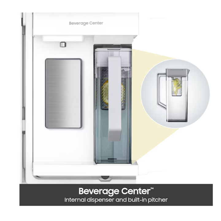 Samsung Bespoke Standard-Depth Inner Beverage Center 29-cu ft 4 -Door 36-in Wide Smart Compatible French Door Refrigerator with Ice Maker with Water Dispenser ( Fingerprint Resistant Stainless Steel ) ENERGY STAR Certified