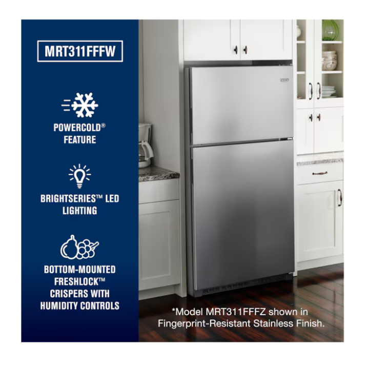 Maytag 20.5-cu ft Standard-Depth 33-in Wide Top-Freezer Refrigerator ( White )