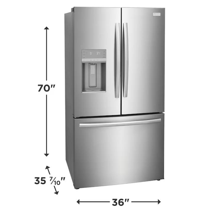 Frigidaire Gallery Standard-Depth 27.8-cu ft 3 -Door 36-in Wide French Door Refrigerator with Dual Ice Maker with Water and Ice Dispenser (Fingerprint Resistant Stainless Steel) ENERGY STAR Certified