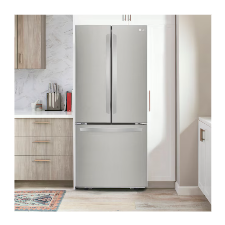 LG Standard-Depth 21.8-cu ft 3 -Door 30-in Wide French Door Refrigerator with Ice Maker ( Stainless Steel )