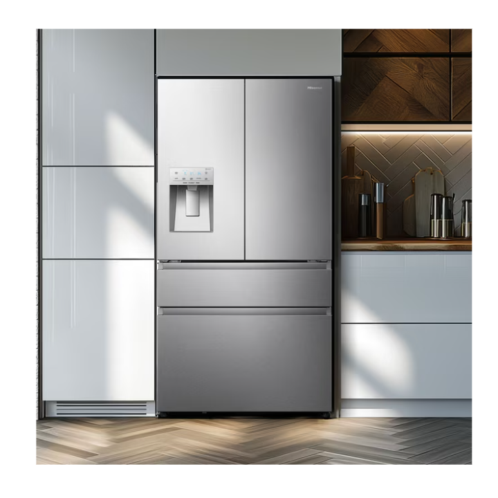 Hisense PureFlat Standard-Depth 25.6-cu ft 4 -Door 36-in Wide Smart Compatible French Door Refrigerator with Ice Maker with Water and Ice Dispenser ( Stainless steel ) ENERGY STAR Certified