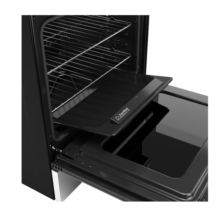 GE EasyWash Oven Tray 30-in Glass Top 5 burners 5.3-cu ft Air Fry Convection Oven Slide-In Electric Range (Fingerprint Resistant Stainless Steel)