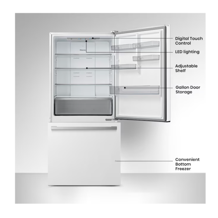 Hisense 17.2-cu ft Counter-Depth 32-in Wide Bottom-Freezer Refrigerator (White) ENERGY STAR Certified