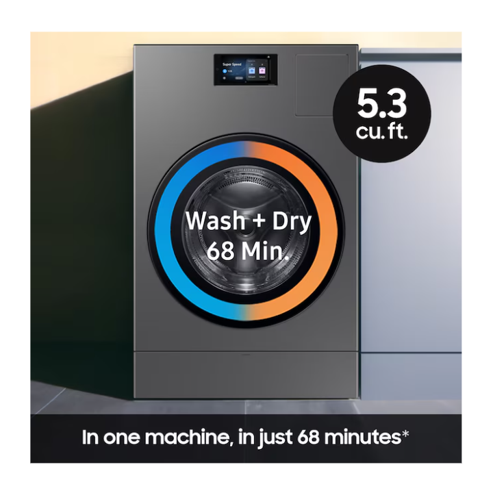 Samsung Bespoke Traditional Drying 5.3-cu ft Vented All-In-One Washer Dryer Combo with Steam Cycle ( Brushed Black )