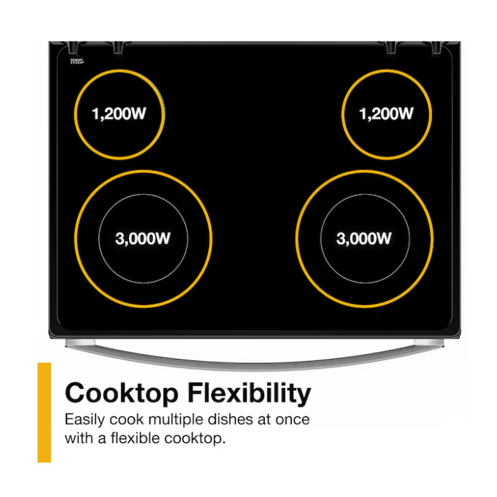 Whirlpool Flexible Cooktop 30-in Glass Top 4 burners 5.3-cu ft Freestanding Electric Range (White)