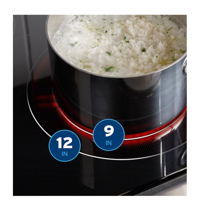 GE EasyWash Oven Tray 30-in Glass Top 5 burners 5.3-cu ft Air Fry Convection Oven Slide-In Electric Range (Fingerprint Resistant Stainless Steel)