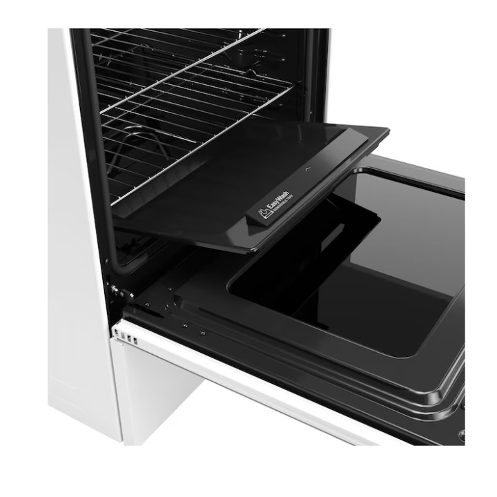 GE EasyWash Oven Tray 30-in Glass Top 5 burners 5.3-cu ft Air Fry Convection Oven Freestanding Electric Range (White)