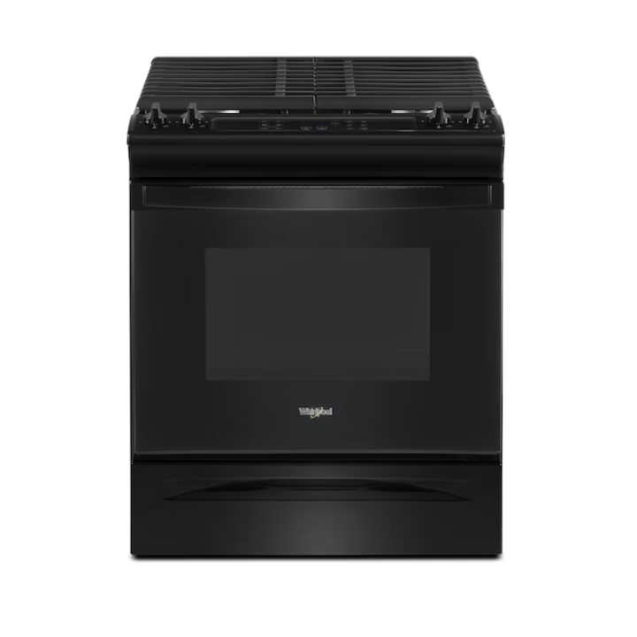 Whirlpool 30-in 4 burners 5-cu ft Slide-In Natural Gas Range ( Black )