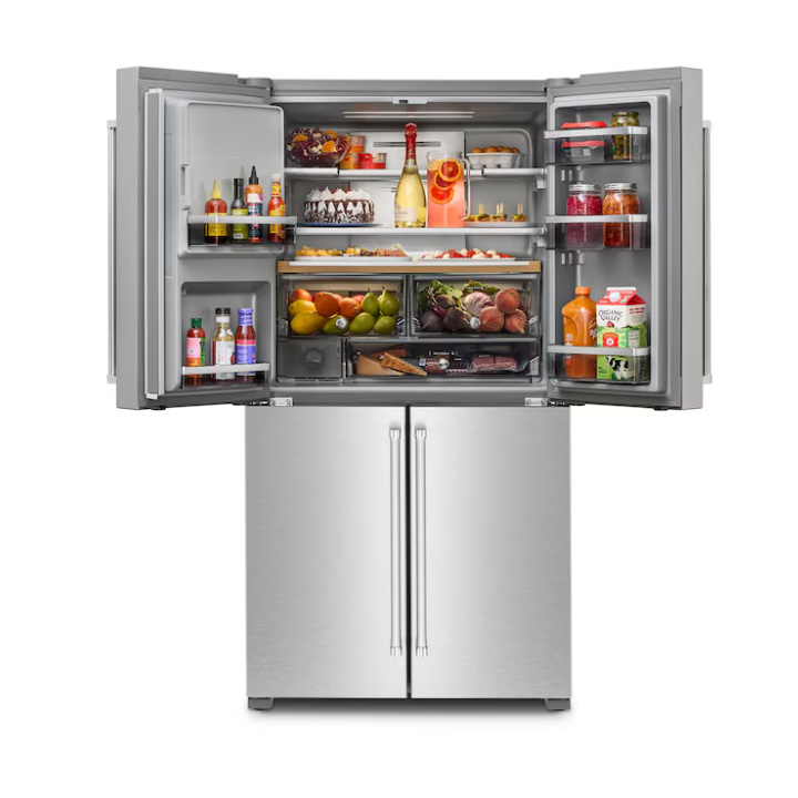 KitchenAid Counter-Depth 19.4-cu ft 4 -Door 36-in Wide French Door Refrigerator with Ice Maker with Water and Ice Dispenser (Fingerprint Resistant Stainless Steel) ENERGY STAR Certified