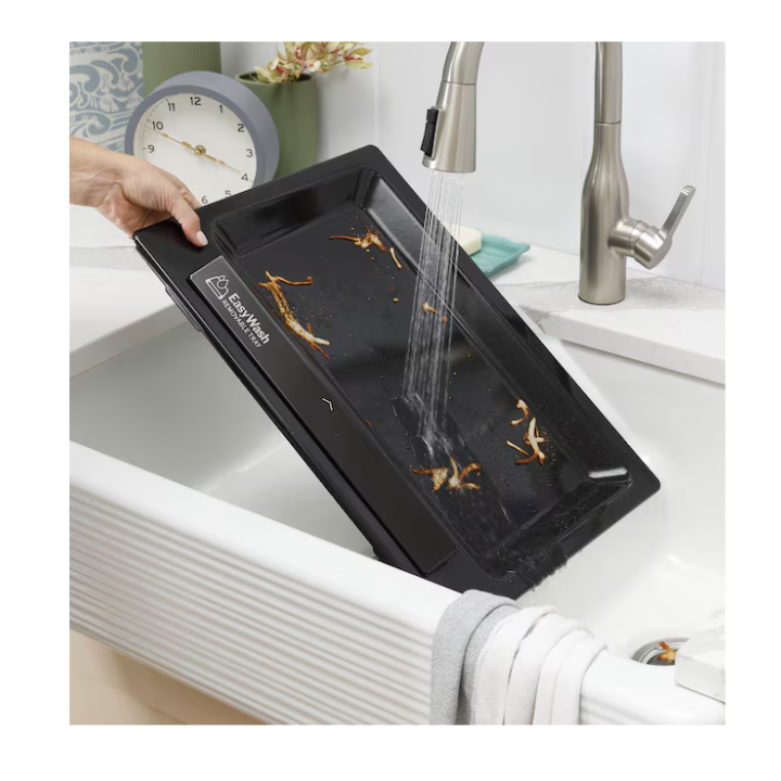 GE EasyWash Oven Tray 30-in Glass Top 5 burners 5.3-cu ft Air Fry Convection Oven Slide-In Electric Range (Fingerprint Resistant Stainless Steel)