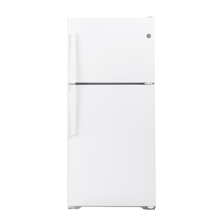 GE Garage-ready 21.9-cu ft Standard-Depth 33-in Wide Top-Freezer Refrigerator (White)