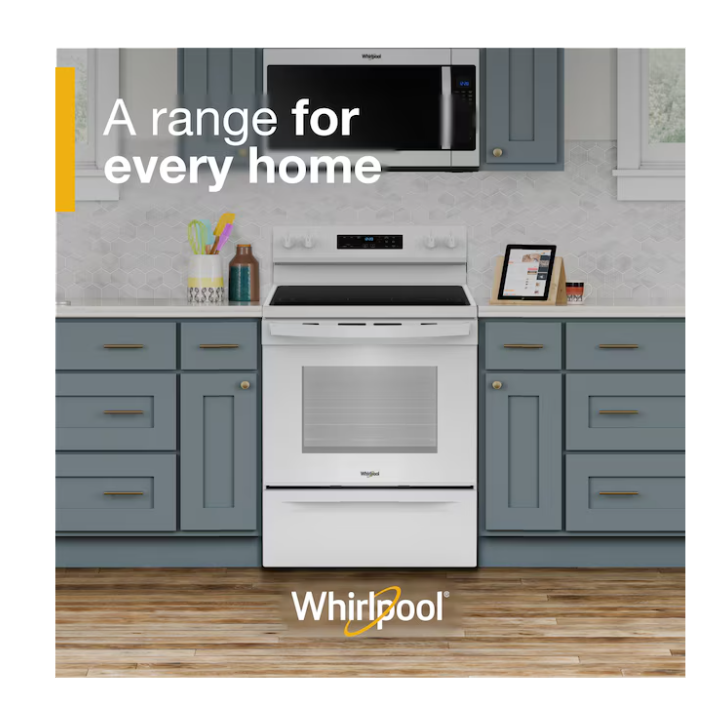 Whirlpool Flexible Cooktop 30-in Glass Top 4 burners 5.3-cu ft Freestanding Electric Range (White)