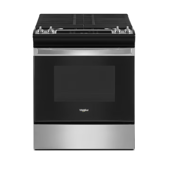 Whirlpool 30-in 4 burners 5-cu ft Slide-In Natural Gas Range (Fingerprint Resistant Stainless Steel)