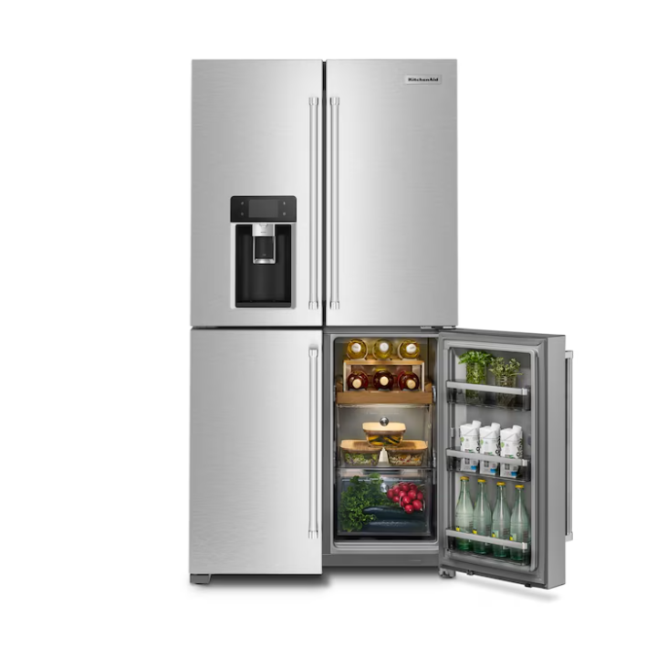 KitchenAid Counter-Depth 19.4-cu ft 4 -Door 36-in Wide French Door Refrigerator with Ice Maker with Water and Ice Dispenser (Fingerprint Resistant Stainless Steel) ENERGY STAR Certified