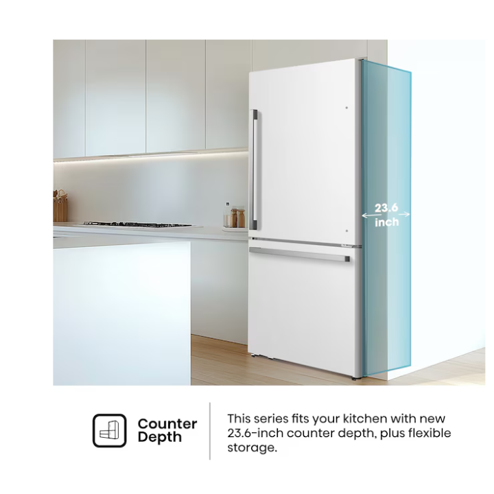 Hisense 17.2-cu ft Counter-Depth 32-in Wide Bottom-Freezer Refrigerator (White) ENERGY STAR Certified