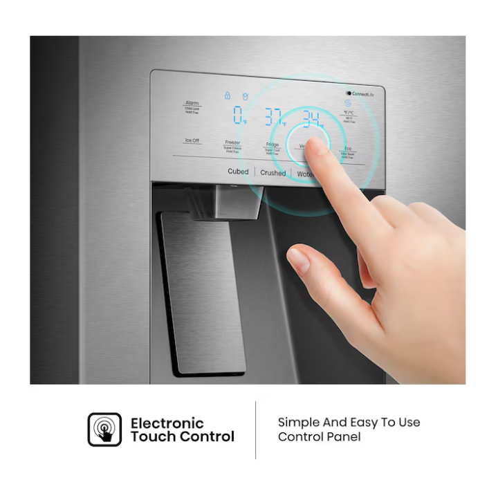 Hisense PureFlat Standard-Depth 25.6-cu ft 4 -Door 36-in Wide Smart Compatible French Door Refrigerator with Ice Maker with Water and Ice Dispenser ( Stainless steel ) ENERGY STAR Certified