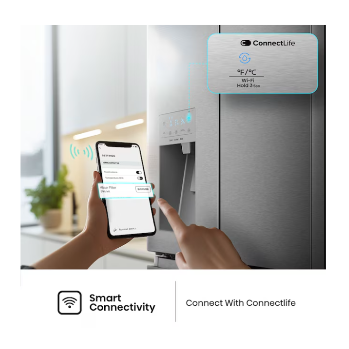 Hisense PureFlat Standard-Depth 25.6-cu ft 4 -Door 36-in Wide Smart Compatible French Door Refrigerator with Ice Maker with Water and Ice Dispenser ( Stainless steel ) ENERGY STAR Certified