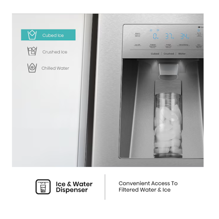 Hisense PureFlat Standard-Depth 25.6-cu ft 4 -Door 36-in Wide Smart Compatible French Door Refrigerator with Ice Maker with Water and Ice Dispenser ( Stainless steel ) ENERGY STAR Certified