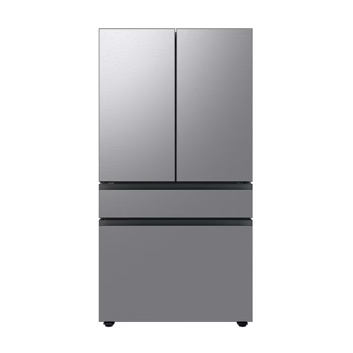 Samsung Bespoke Counter-Depth Beverage Center 23-cu ft 4 -Door 36-in Wide Smart Compatible French Door Refrigerator with Dual Ice Maker with Water Dispenser and Door within Door (Fingerprint Resistant Stainless Steel) ENERGY STAR Certified