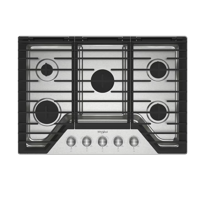 Whirlpool 30-in 5 burners Stainless steel Gas Cooktop